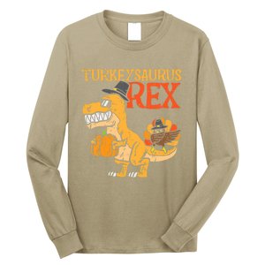 Funny Cute Turkeysaurus Rex Dab Turkey Dino Toddler Boys Thanksgiving Long Sleeve Shirt