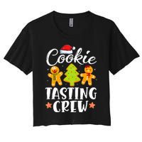 Festive Cookie Tasting Crew PJs for Family Christmas Women's Crop Top Tee