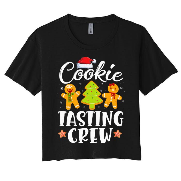 Festive Cookie Tasting Crew PJs for Family Christmas Women's Crop Top Tee