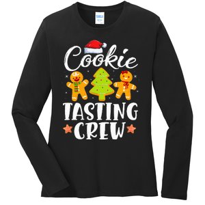 Festive Cookie Tasting Crew PJs for Family Christmas Ladies Long Sleeve Shirt