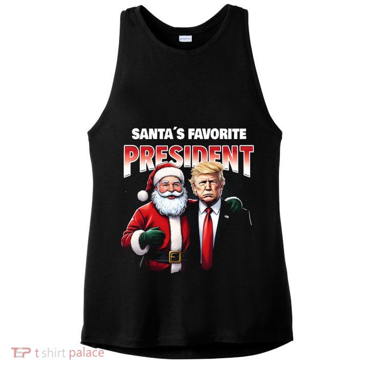 Funny Christmas Trump With Santa Favorite President Meaningful Gift Ladies PosiCharge Tri-Blend Wicking Tank