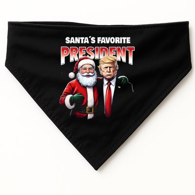 Funny Christmas Trump With Santa Favorite President Meaningful Gift USA-Made Doggie Bandana