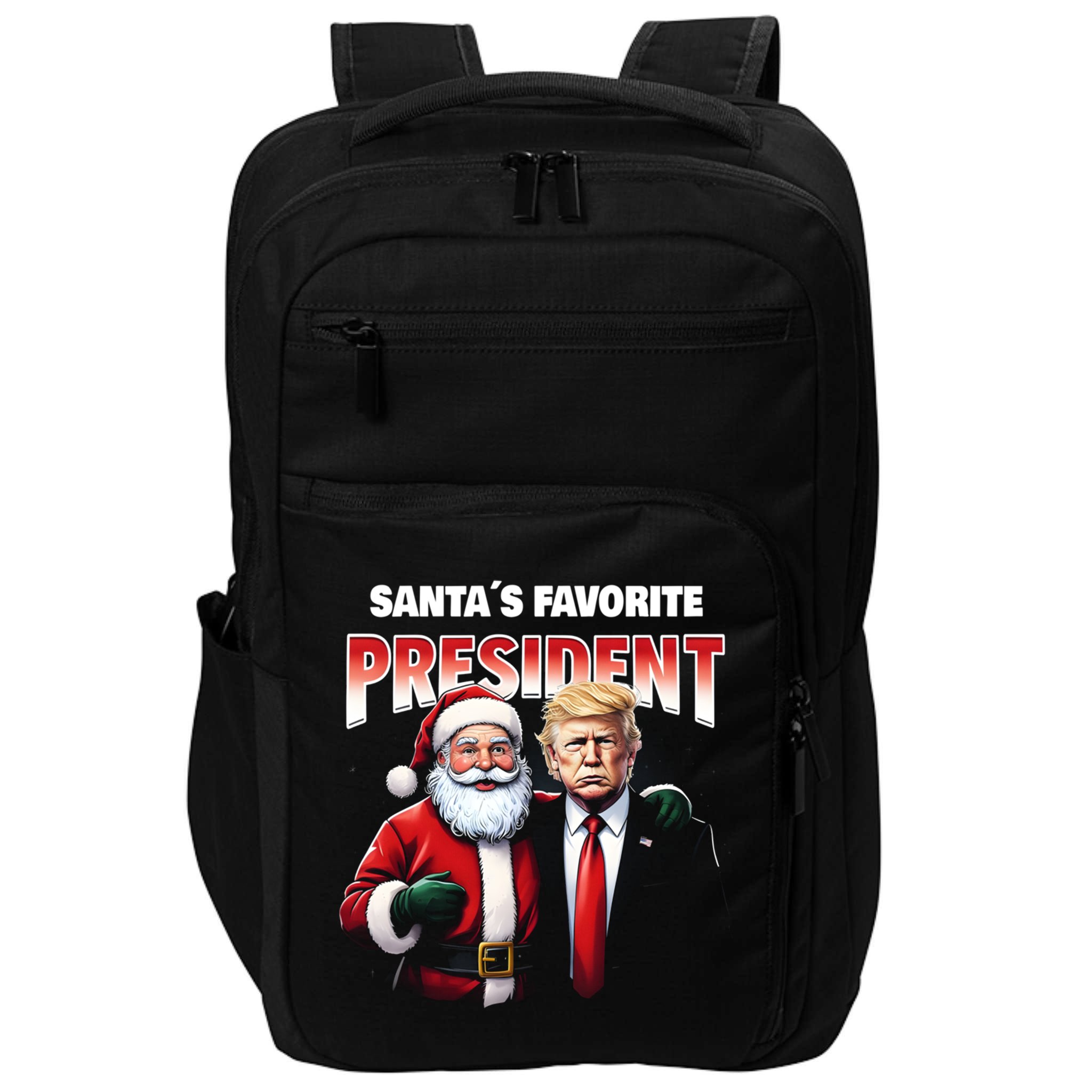Funny Christmas Trump With Santa Favorite President Meaningful Gift Impact Tech Backpack