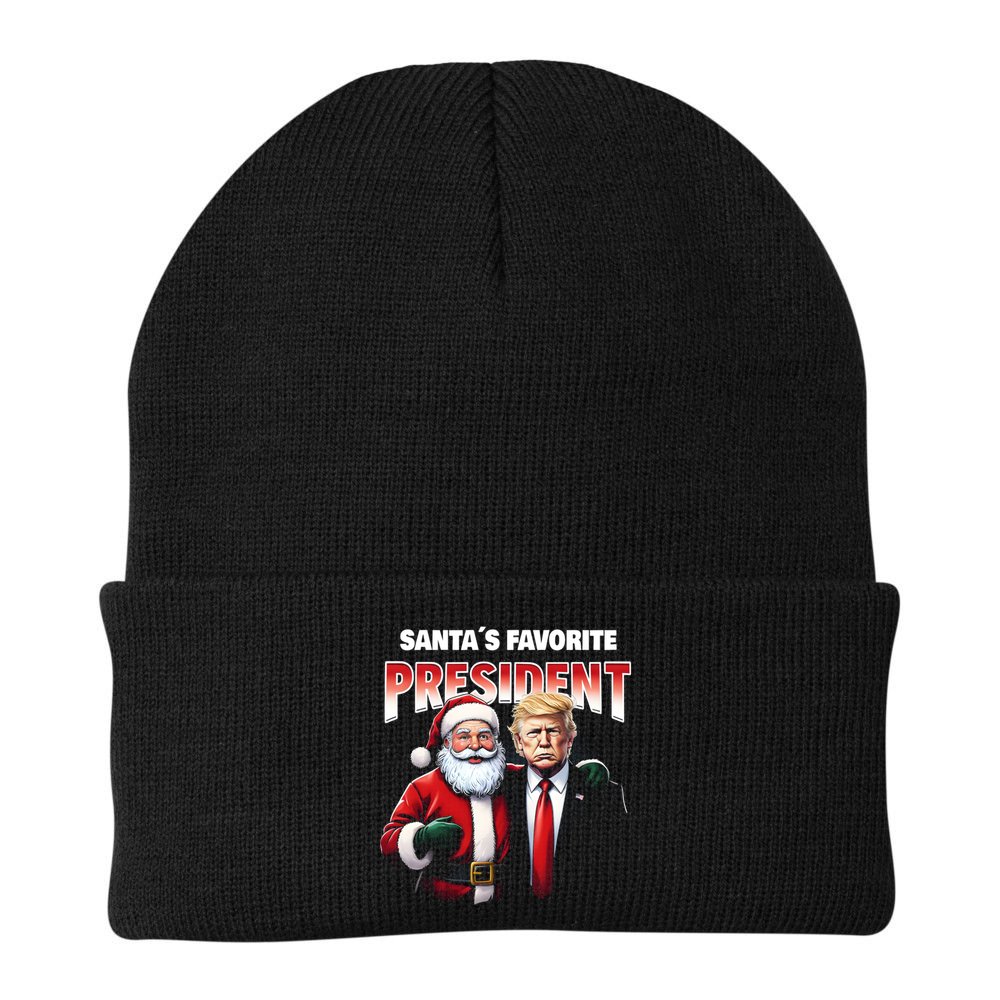 Funny Christmas Trump With Santa Favorite President Meaningful Gift Beanie
