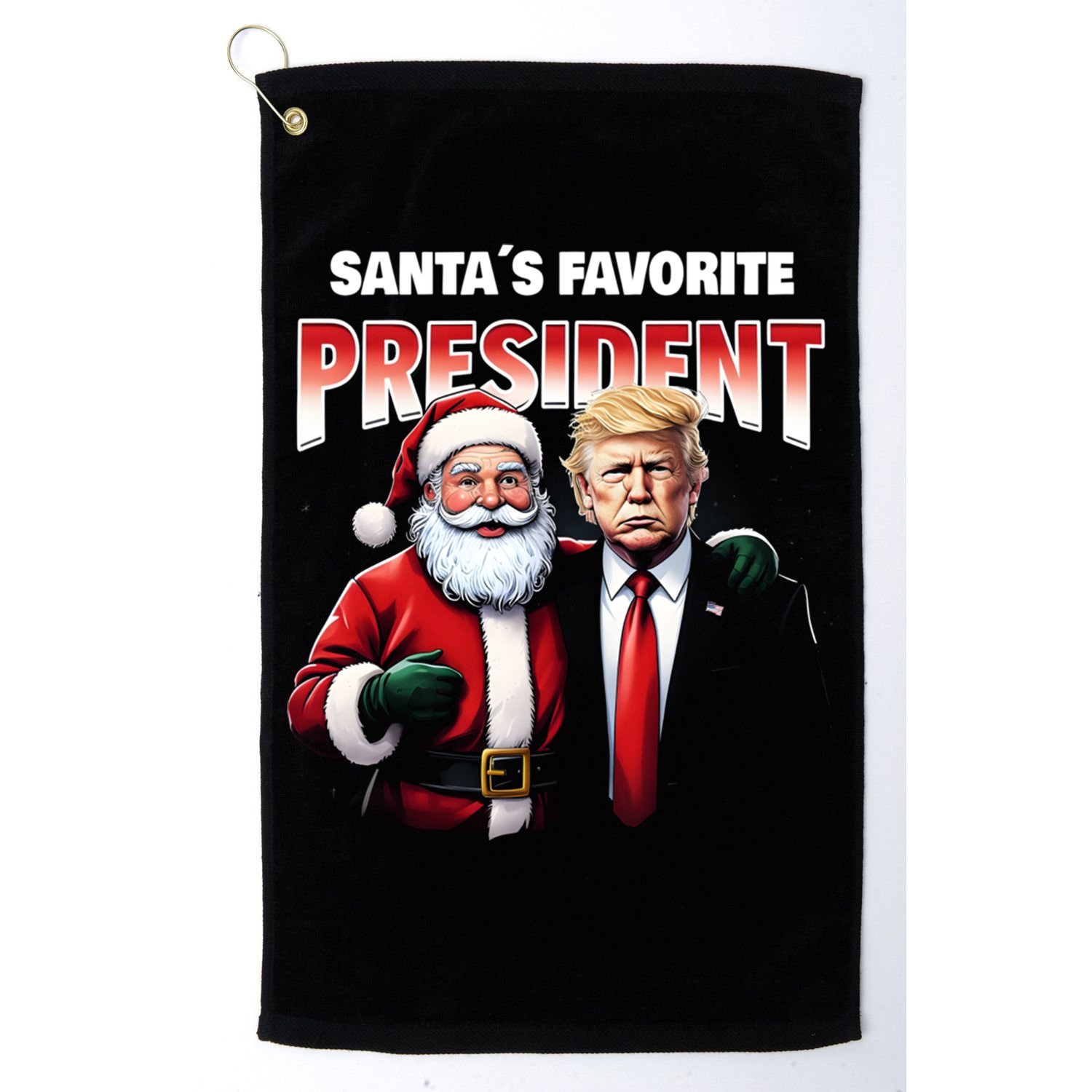 Funny Christmas Trump With Santa Favorite President Meaningful Gift Golf Towel