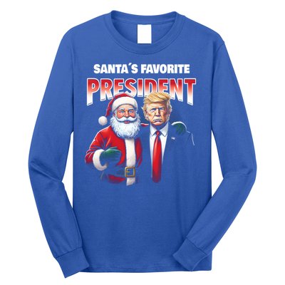 Funny Christmas Trump With Santa Favorite President Meaningful Gift Long Sleeve Shirt