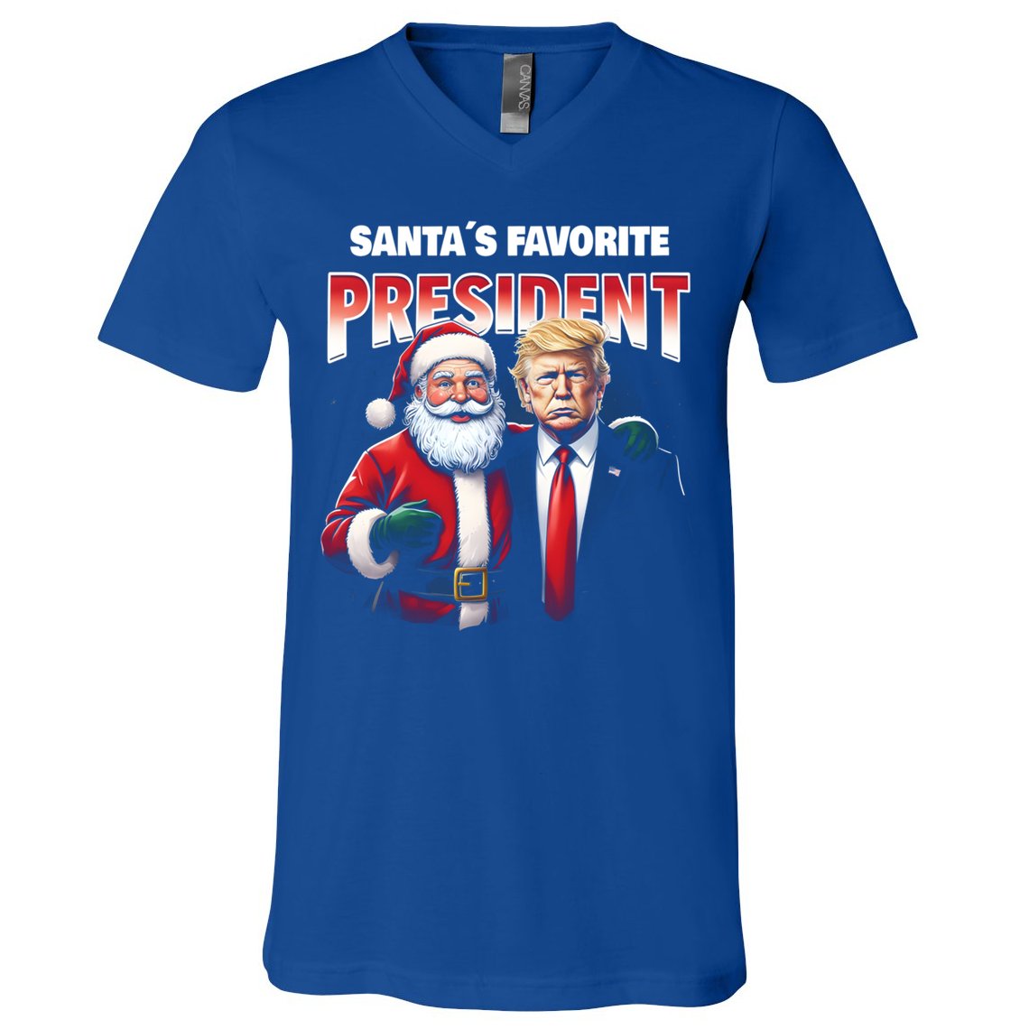 Funny Christmas Trump With Santa Favorite President Meaningful Gift V-Neck T-Shirt