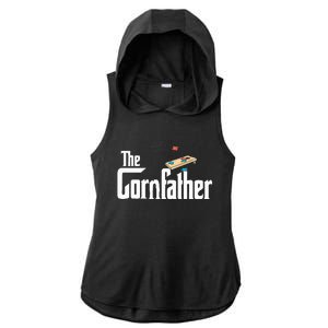 Funny Cornhole The Cornfather Funny Fathers Ladies PosiCharge Tri-Blend Wicking Draft Hoodie Tank