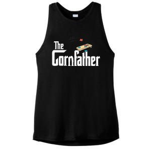 Funny Cornhole The Cornfather Funny Fathers Ladies PosiCharge Tri-Blend Wicking Tank