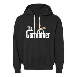 Funny Cornhole The Cornfather Funny Fathers Garment-Dyed Fleece Hoodie