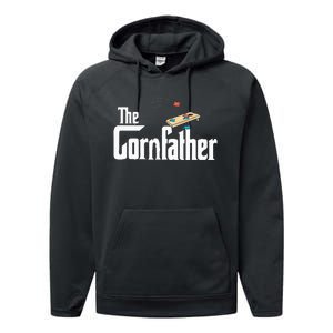 Funny Cornhole The Cornfather Funny Fathers Performance Fleece Hoodie