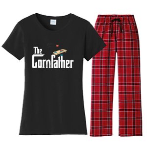 Funny Cornhole The Cornfather Funny Fathers Women's Flannel Pajama Set