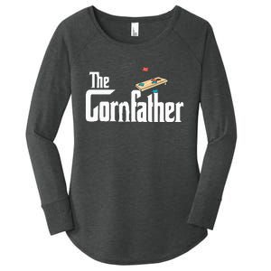 Funny Cornhole The Cornfather Funny Fathers Women's Perfect Tri Tunic Long Sleeve Shirt