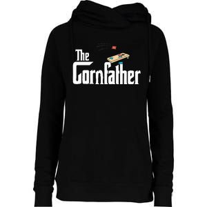 Funny Cornhole The Cornfather Funny Fathers Womens Funnel Neck Pullover Hood