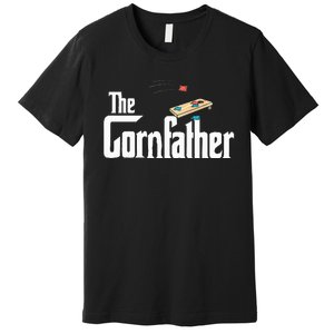 Funny Cornhole The Cornfather Funny Fathers Premium T-Shirt