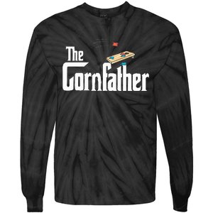 Funny Cornhole The Cornfather Funny Fathers Tie-Dye Long Sleeve Shirt