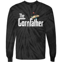 Funny Cornhole The Cornfather Funny Fathers Tie-Dye Long Sleeve Shirt