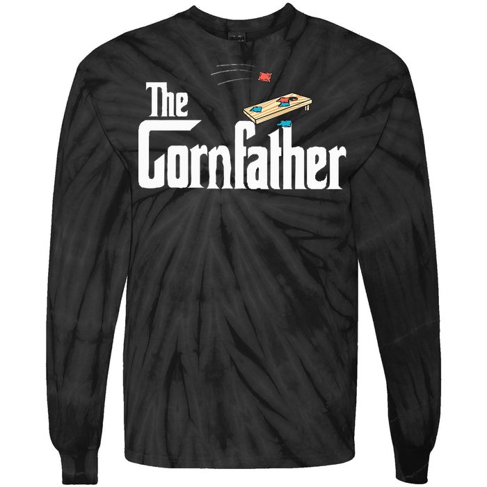 Funny Cornhole The Cornfather Funny Fathers Tie-Dye Long Sleeve Shirt