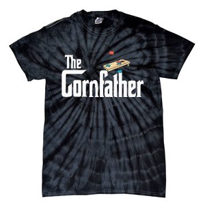 Funny Cornhole The Cornfather Funny Fathers Tie-Dye T-Shirt