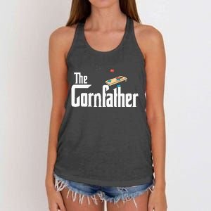 Funny Cornhole The Cornfather Funny Fathers Women's Knotted Racerback Tank