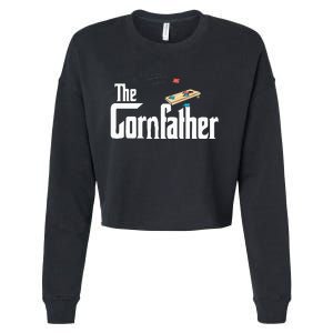 Funny Cornhole The Cornfather Funny Fathers Cropped Pullover Crew