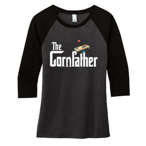 Funny Cornhole The Cornfather Funny Fathers Women's Tri-Blend 3/4-Sleeve Raglan Shirt