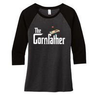 Funny Cornhole The Cornfather Funny Fathers Women's Tri-Blend 3/4-Sleeve Raglan Shirt