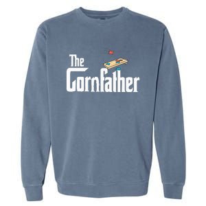 Funny Cornhole The Cornfather Funny Fathers Garment-Dyed Sweatshirt