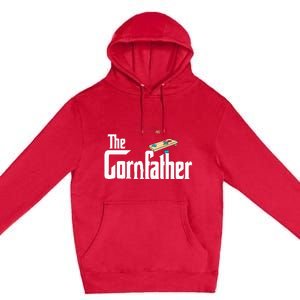 Funny Cornhole The Cornfather Funny Fathers Premium Pullover Hoodie