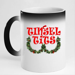 Funny Christmas Tinsel Tits Matching Couples Shirts 11oz Black Color Changing Mug