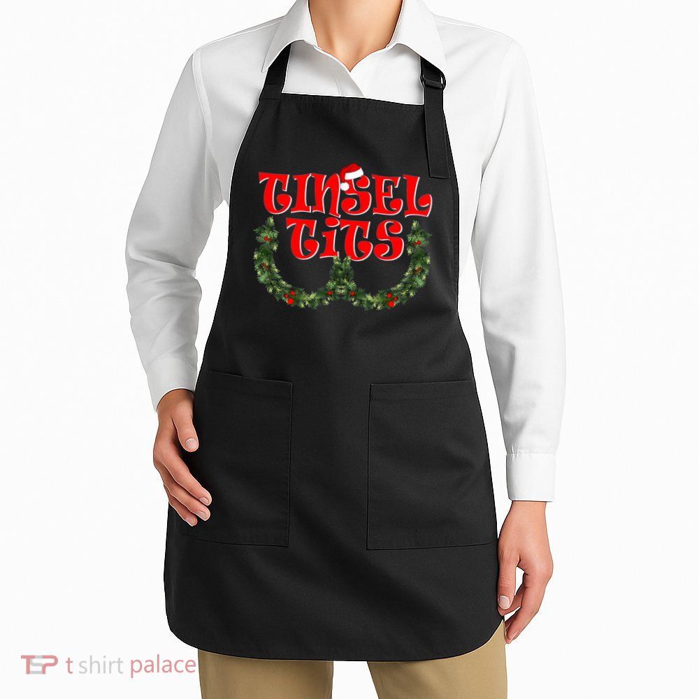 Funny Christmas Tinsel Tits Matching Couples Shirts Apron