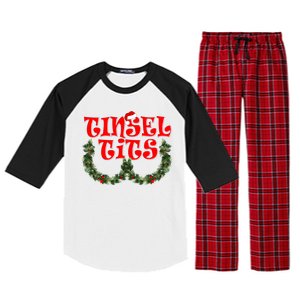 Funny Christmas Tinsel Tits Matching Couples Shirts Raglan Sleeve Pajama Set