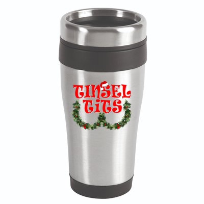 Funny Christmas Tinsel Tits Matching Couples Shirts 16oz Travel Tumbler
