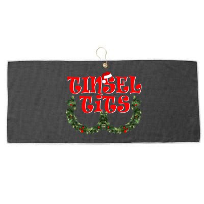 Funny Christmas Tinsel Tits Matching Couples Shirts Large Microfiber Waffle Golf Towel