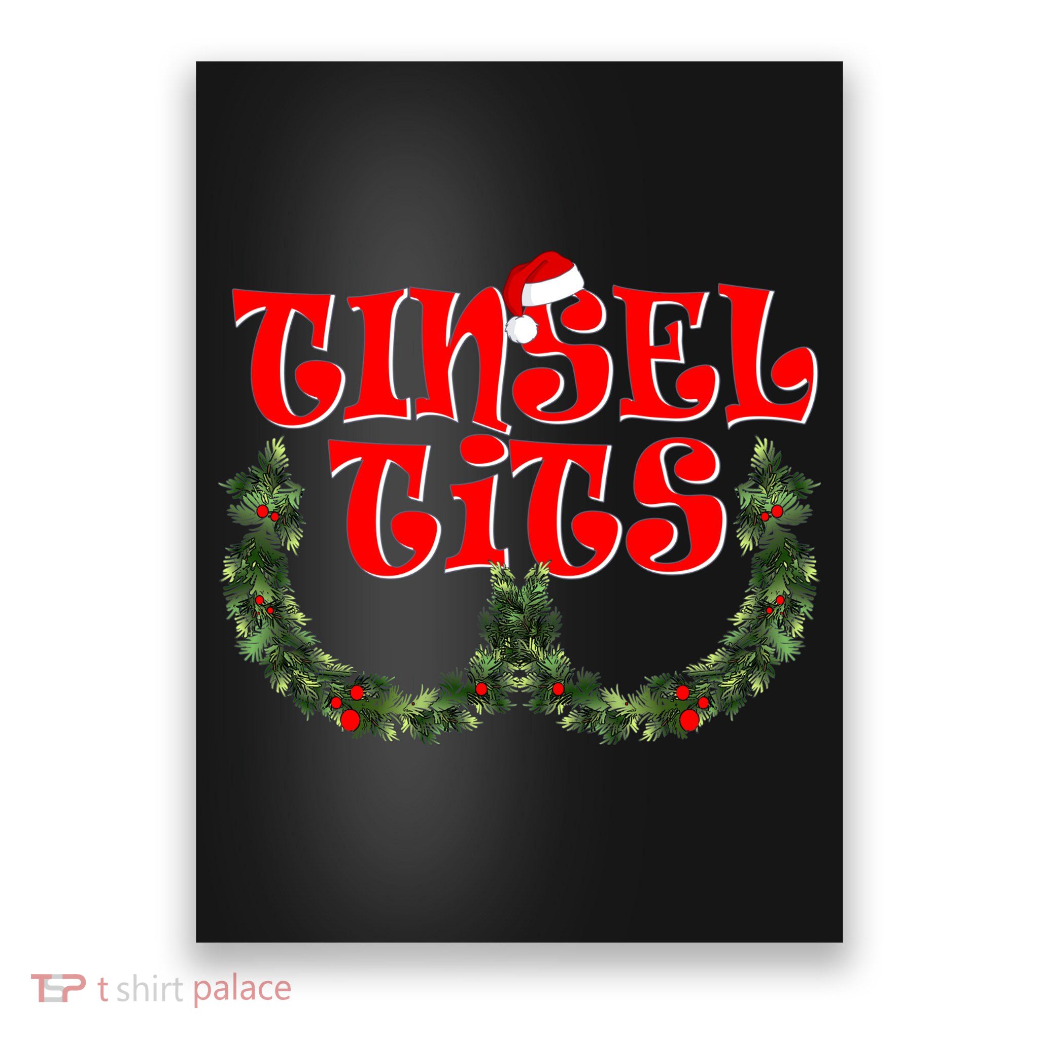 Funny Christmas Tinsel Tits Matching Couples Shirts Poster