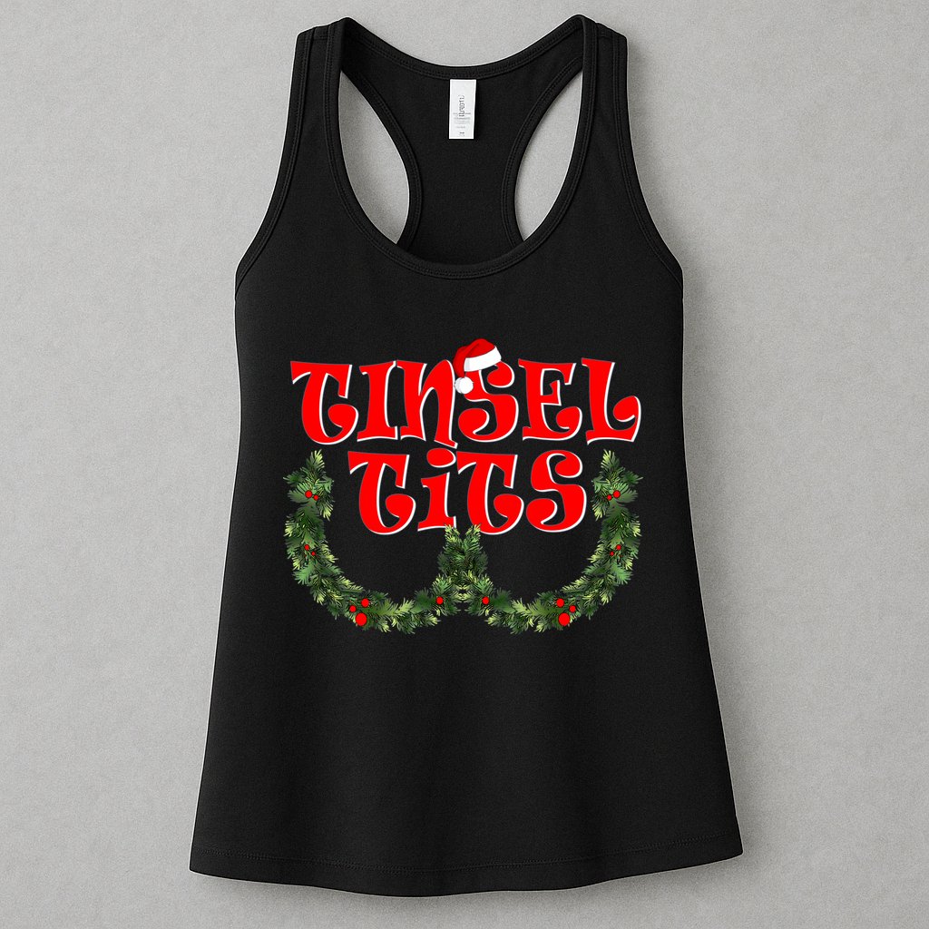 Funny Christmas Tinsel Tits Matching Couples Shirts Womens Tank Top