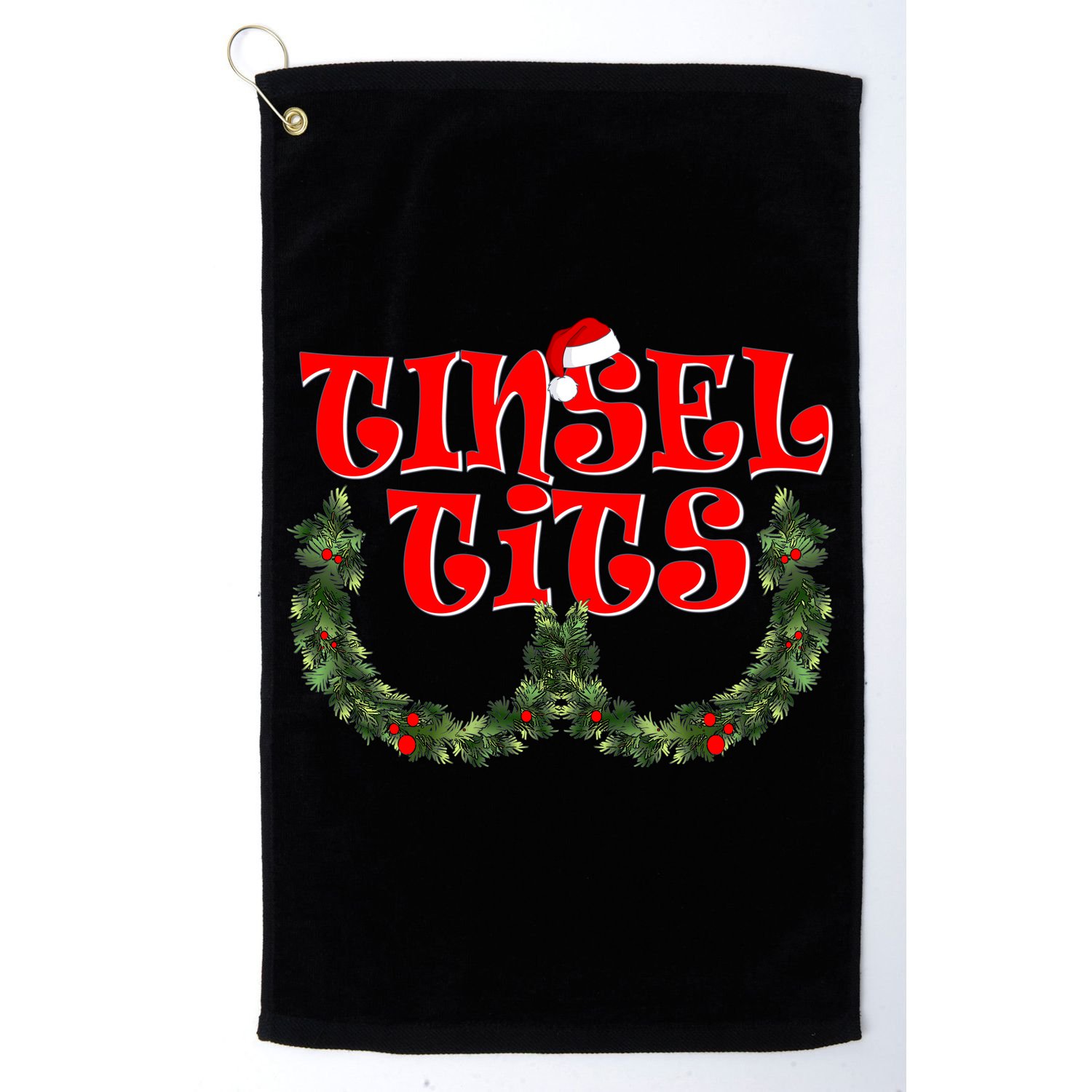 Funny Christmas Tinsel Tits Matching Couples Shirts Golf Towel