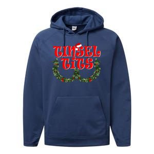 Funny Christmas Tinsel Tits Matching Couples Shirts Performance Fleece Hoodie