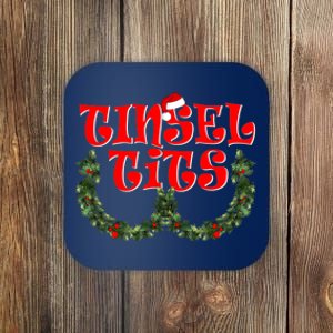 Funny Christmas Tinsel Tits Matching Couples Shirts Coaster