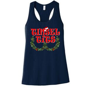 Funny Christmas Tinsel Tits Matching Couples Shirts Women's Racerback Tank