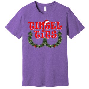 Funny Christmas Tinsel Tits Matching Couples Shirts Premium T-Shirt