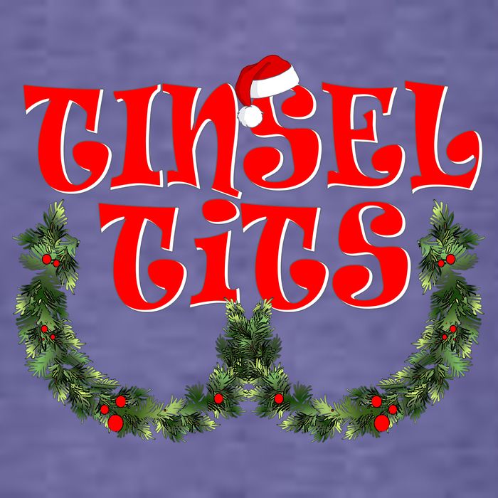 Funny Christmas Tinsel Tits Matching Couples Shirts Women's V-Neck T-Shirt