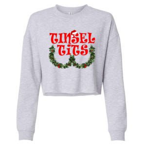 Funny Christmas Tinsel Tits Matching Couples Shirts Cropped Pullover Crew