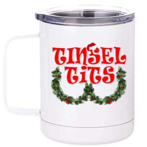 Funny Christmas Tinsel Tits Matching Couples Shirts 12 oz Stainless Steel Tumbler Cup