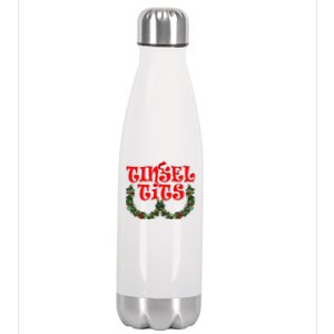 Funny Christmas Tinsel Tits Matching Couples Shirts Stainless Steel Insulated Water Bottle