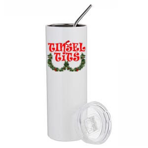 Funny Christmas Tinsel Tits Matching Couples Shirts Stainless Steel Tumbler