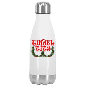 Funny Christmas Tinsel Tits Matching Couples Shirts Stainless Steel Insulated Water Bottle