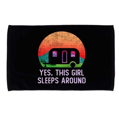 Funny Camper This Just Sleeps Around And Loves Camping Gift Microfiber Hand Towel