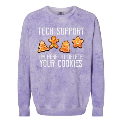 Funny Christmas Tech Support Here To Delete Cookies Xmas Colorblast Crewneck Sweatshirt