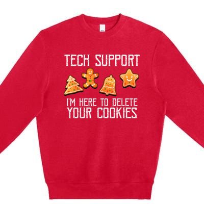 Funny Christmas Tech Support Here To Delete Cookies Xmas Premium Crewneck Sweatshirt